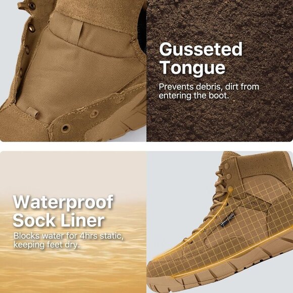 〽️Men\'s Brown Free Soldier Durable Waterproof Lightweight Tactical Work Boots main image 7
